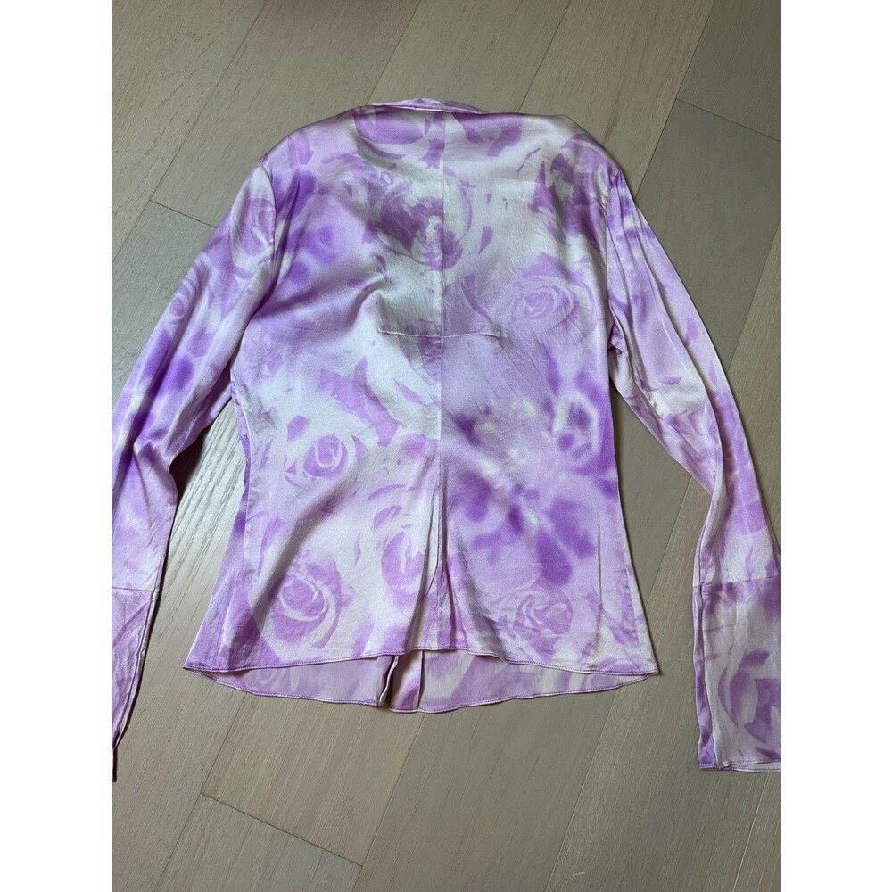 Tahari Silk Blouse Y2K Bell Sleeve Witchy Garden Fairy 90s Romcom Boho Floral S - Picture 2 of 9